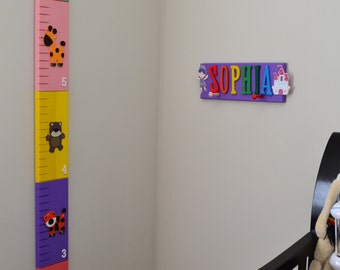 Wooden Growth Chart - Animals Theme