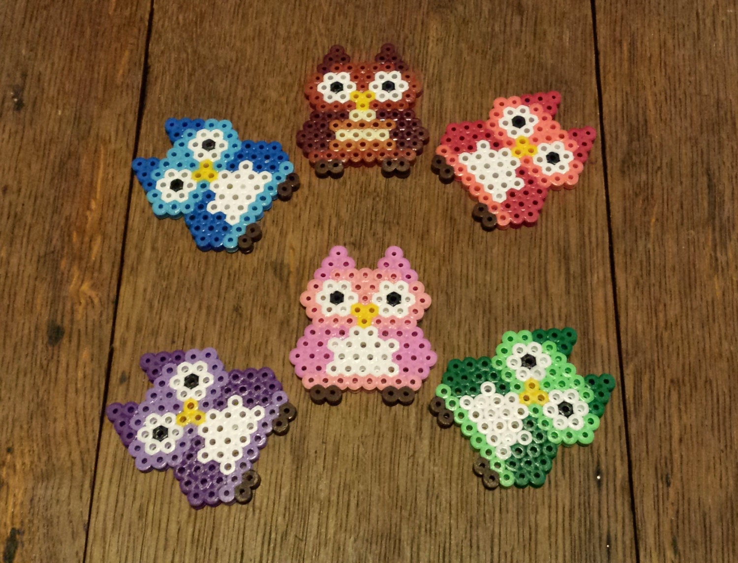 SALE Individual Cute Owl Magnet Made From Hama Beads by Harribeads