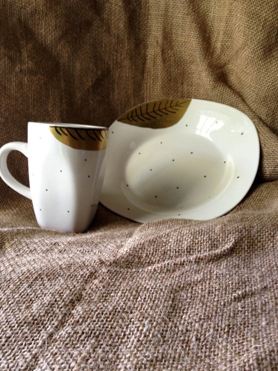 Items similar to It's a Gold Leaf Bowl + Mug Set on Etsy