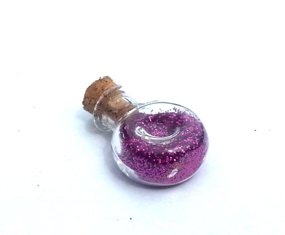 Hot Pink Pixie Dust Bottle Fairy Dust Glass by DCArtandPhotography