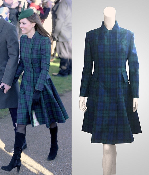 items-similar-to-black-watch-tartan-plaid-coat-inspired-by-duchess-kate