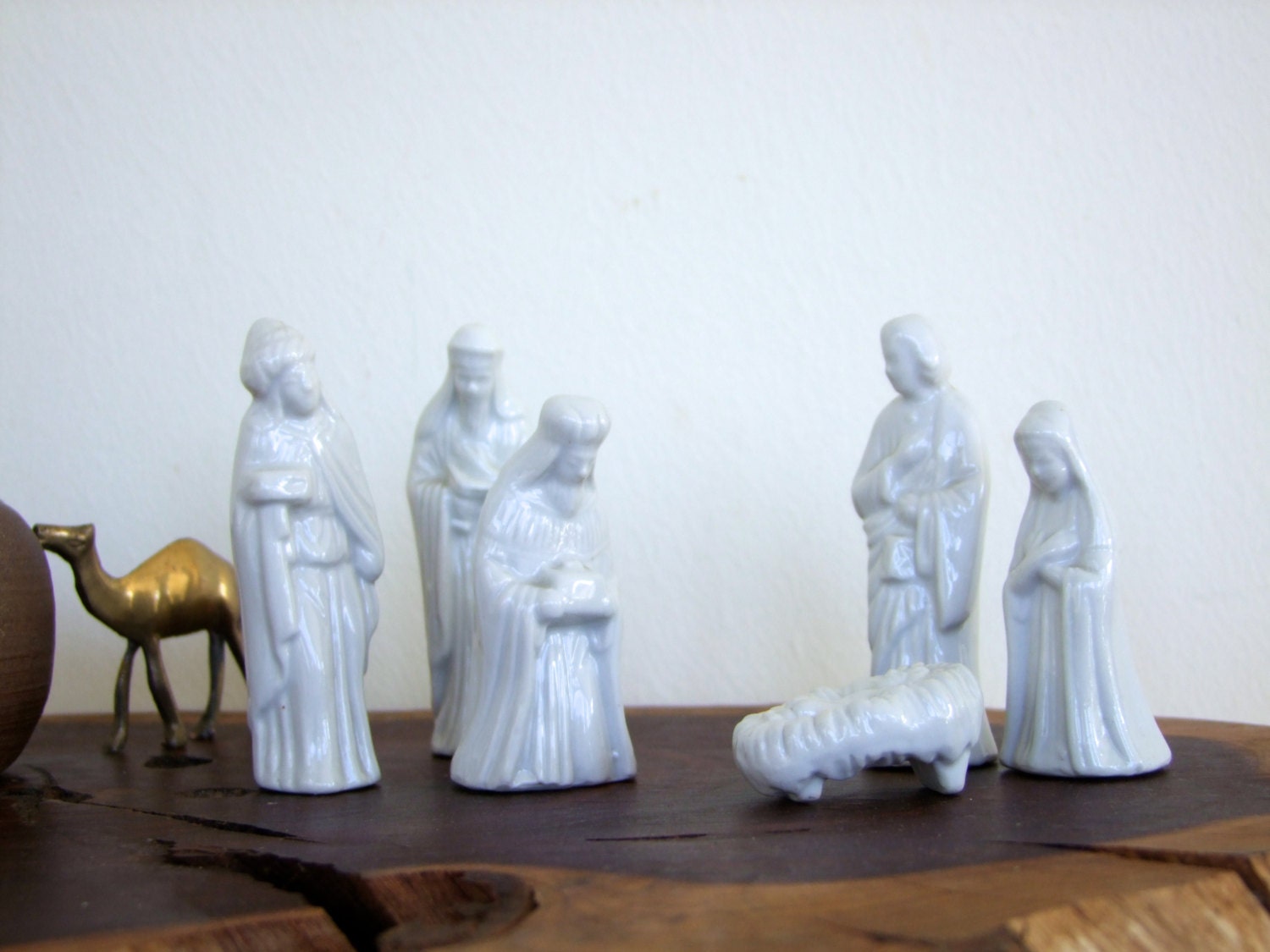 Vintage Porcelain Bisque Nativity Set Ceramic Christmas