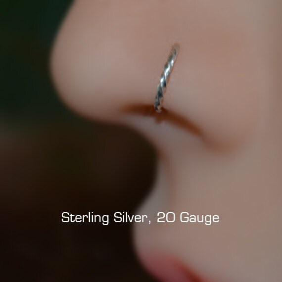 Small Nose Ring - Silver Nose Stud - Nose Hoop - 8mm Cartilage Earring - Tragus Earring - Daith Ring - Helix Hoop - Nose Piercing 20g