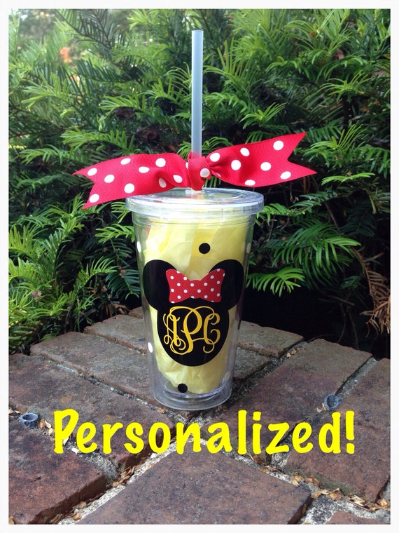 Monogram Minnie/Mickey tumbler