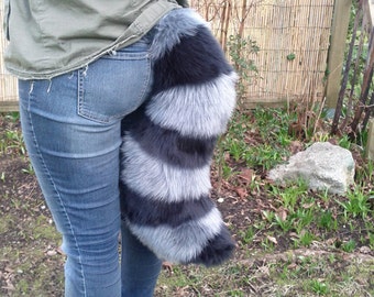 Grey Raccoon Cartoony Costume Tail.