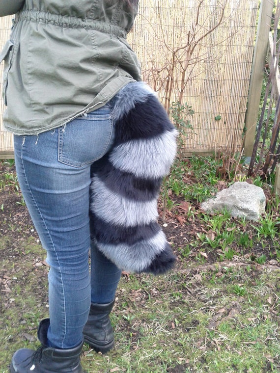 Grey Raccoon Cartoony Costume Tail.