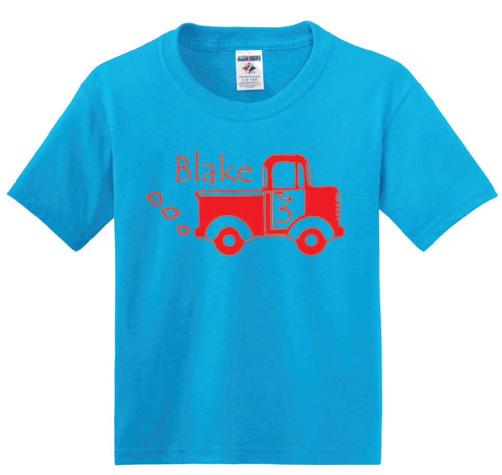 Personalized Vintage Truck T shirt boys toddler tee with name