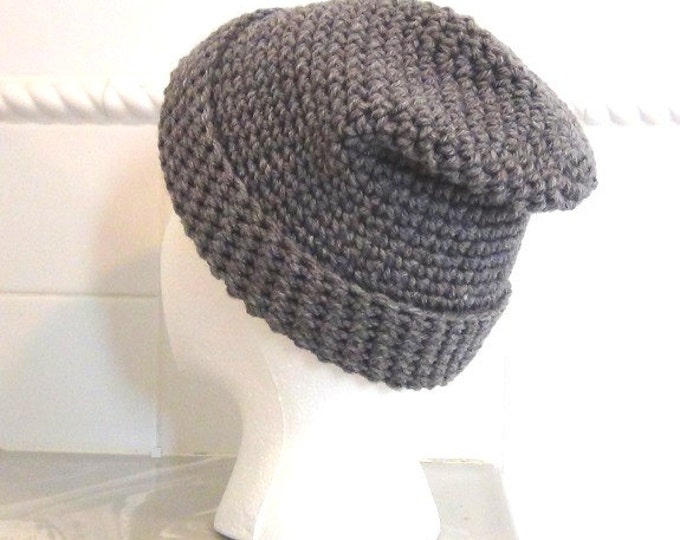 Crocheted Hat - Gray Slouch hat