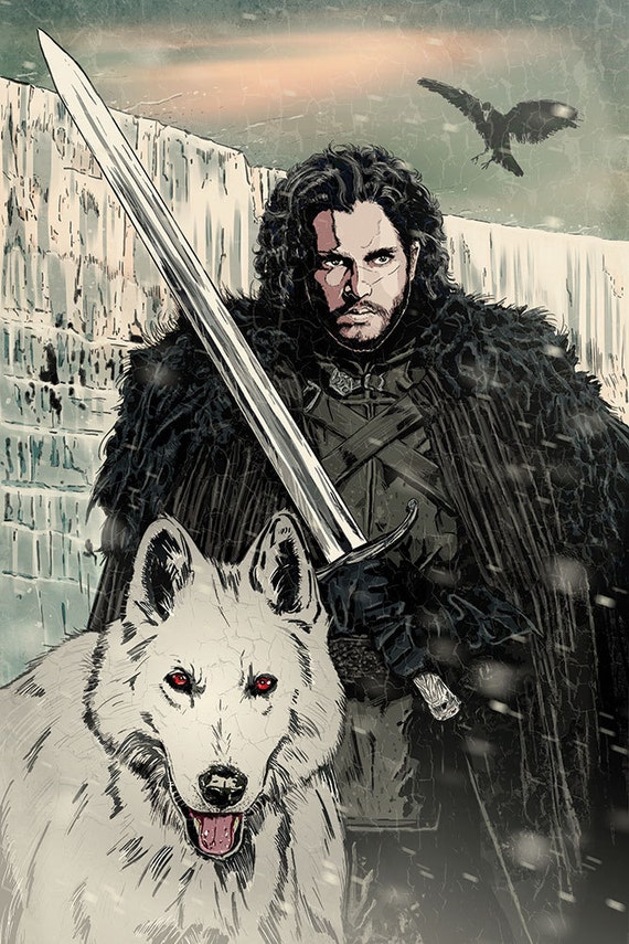 Game of Thrones Jon Snow original art print signed by artist