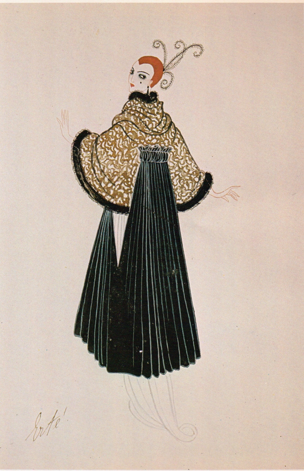 Erté Print Art Deco Dress Design. Original by Victorianaprint