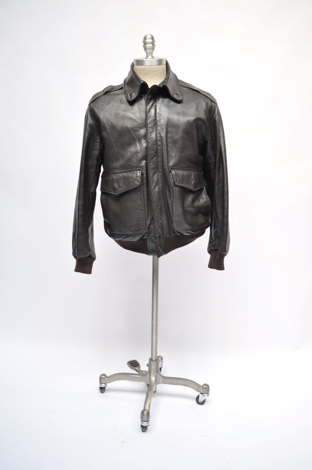 vintage leather jacket LL BEAN a2 a-2 bomber flight pilot