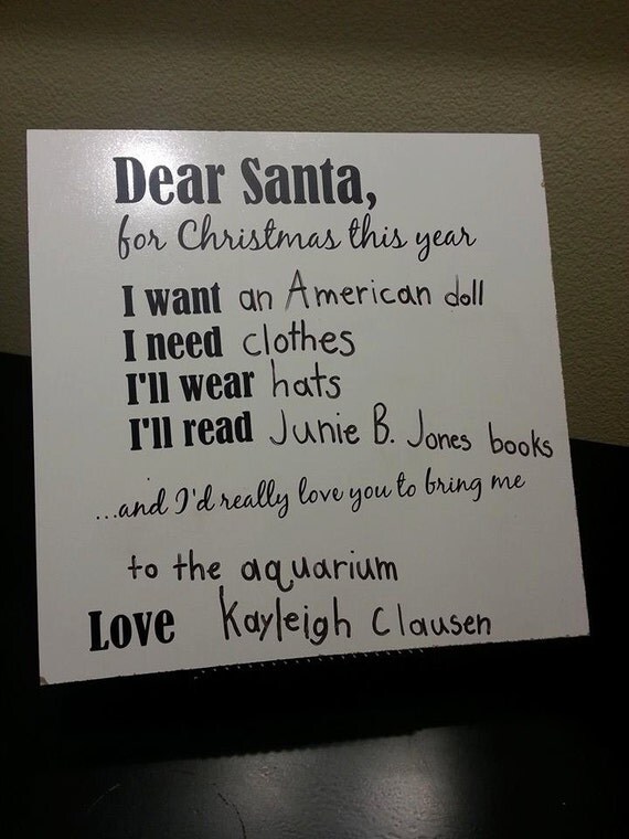 Items similar to 12x12 CHRISTMAS WISHLIST Dry Erase Board Dear Santa