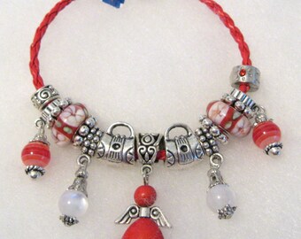 303 - CLEARANCE - Red and White Angel Bracelet