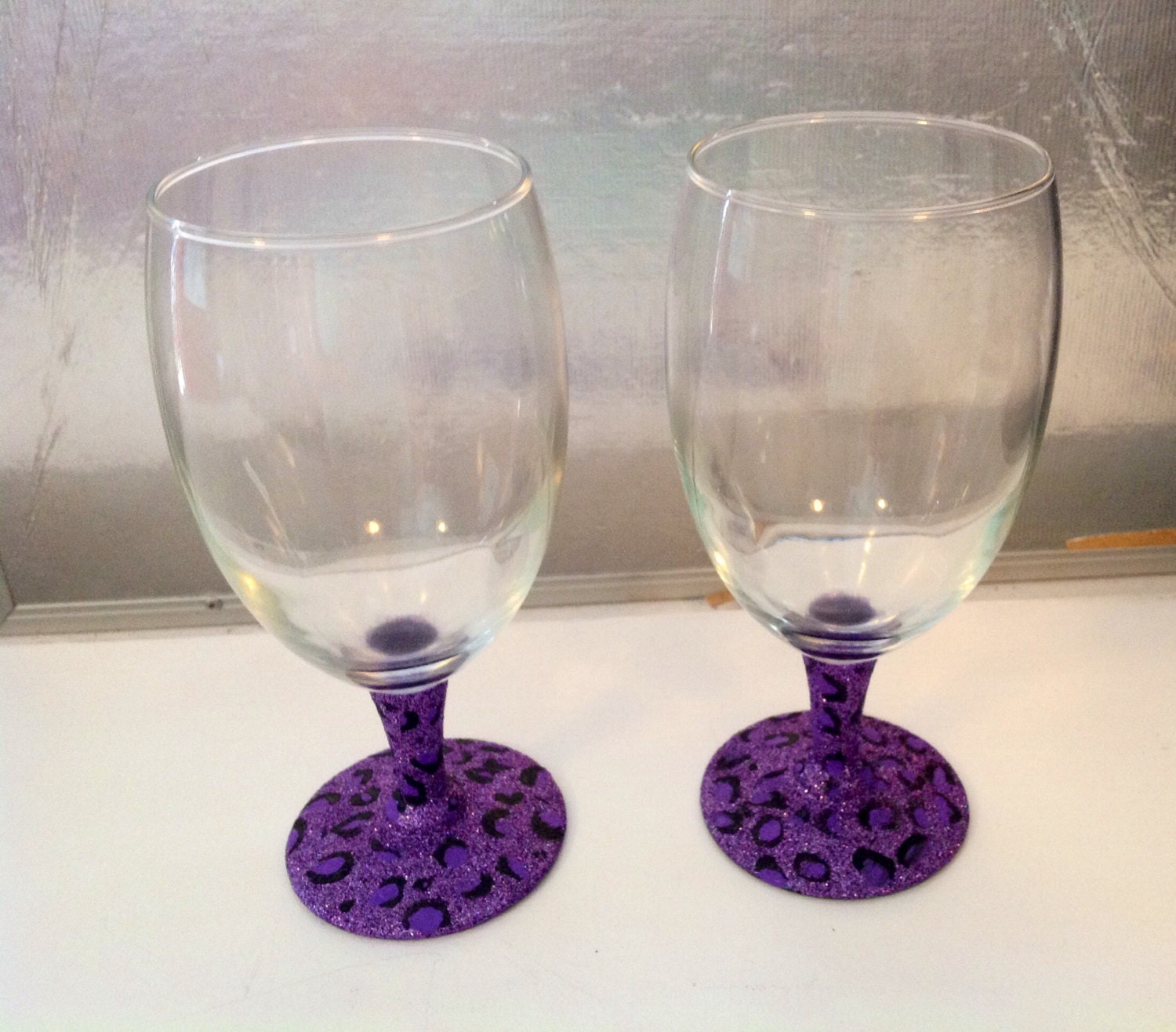 Leopard Print Glass Set Custom Wine Glass by MaidenLongIsland