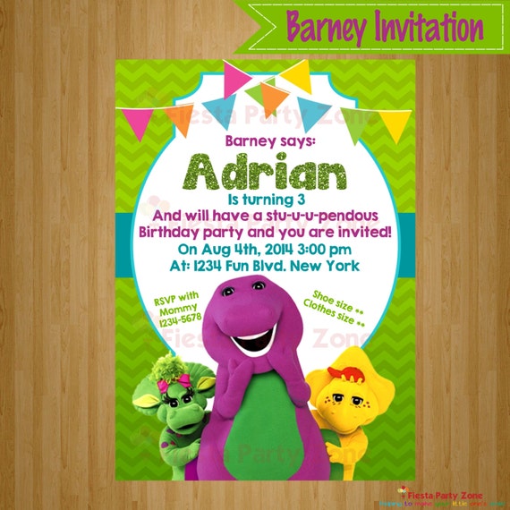 Items Similar To Barney Barney Invitation Barney Party Barney Party