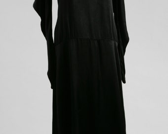 1920s Avant Garde Black Satin Dress, 1920s Dress, Art Deco Dress, Vintage Dress, Flapper Dress, Vintage Evening Dress, Cocktail Dress