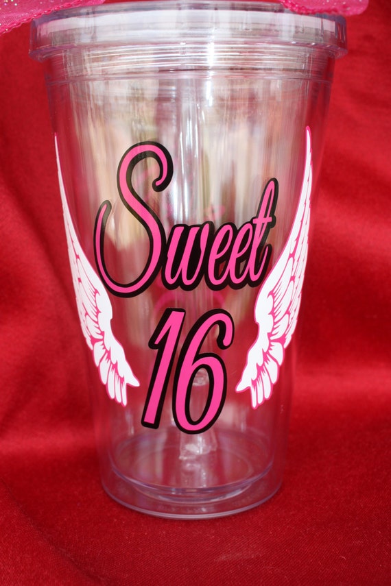 Sweet 16 Tumbler. Cup for 16th Birthday. Party gift.Sweet 16