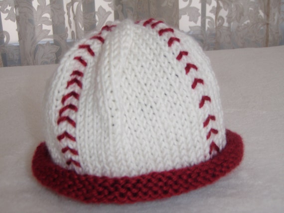 Knit baseball baby hat First Halloween Newborn by KnitWithPleasure