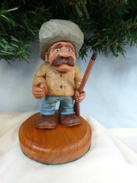 Hand Carved Wood Cowboy Caricature Carving Western Carving