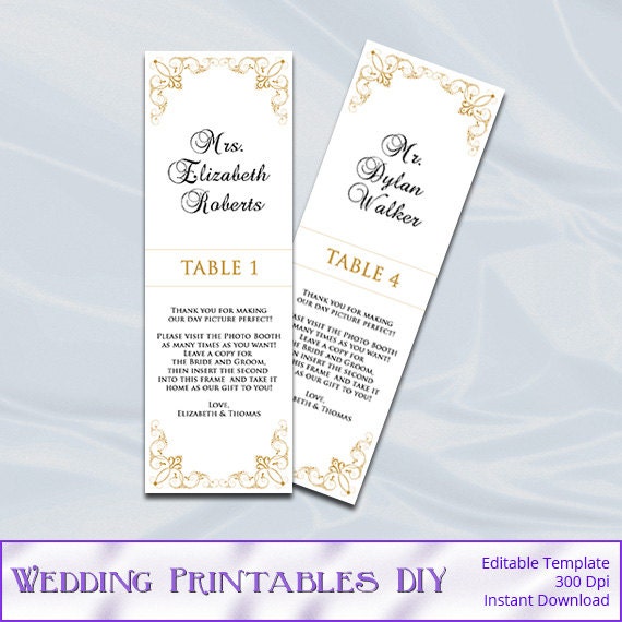 Gold Wedding Photo Booth Place Card Template Diy Printable
