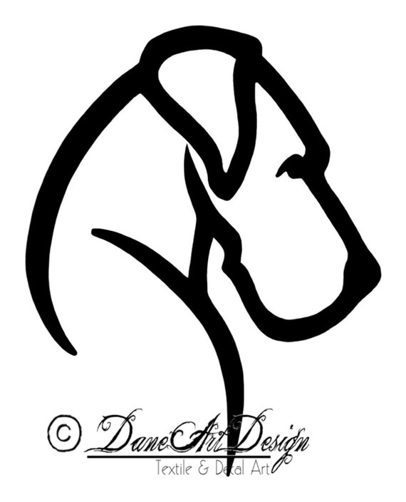 Large Great Dane Vinyl Decal With Natural Ears From Daneart