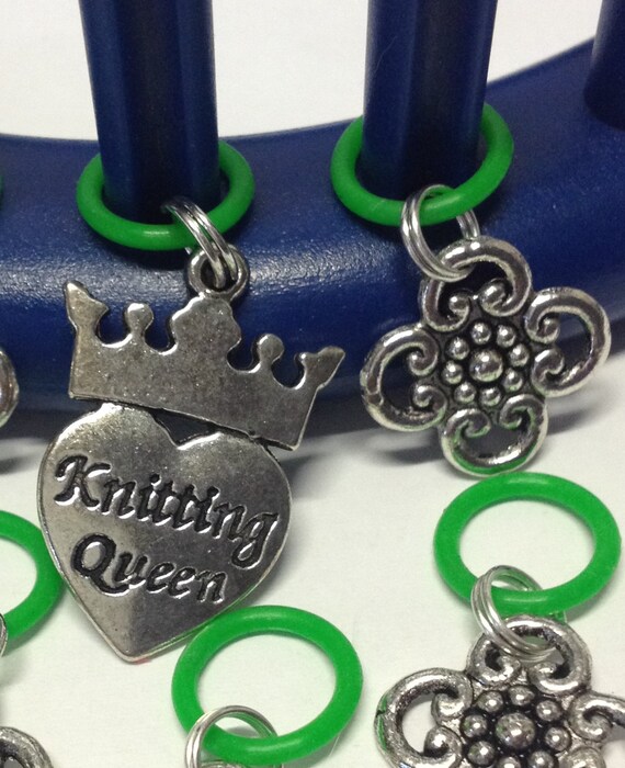 Knitting Loom Stitch Marker Charms set of 6 Knitting Queen