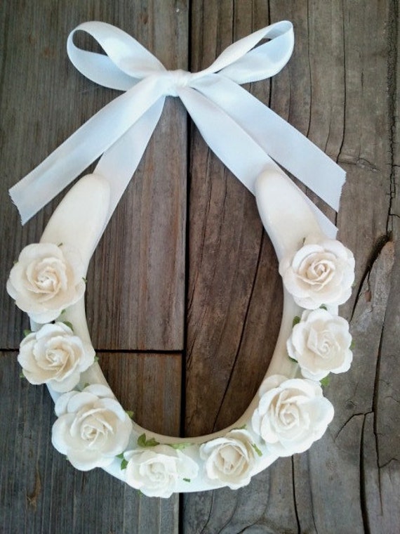 WEDDING Horseshoe Gift for Bride in Romantic Country Wedding, CU2014-wedroses