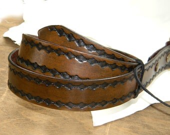 Rich Chocolate Brown Wide Leather Belt Black Diamond Design, Hand ...