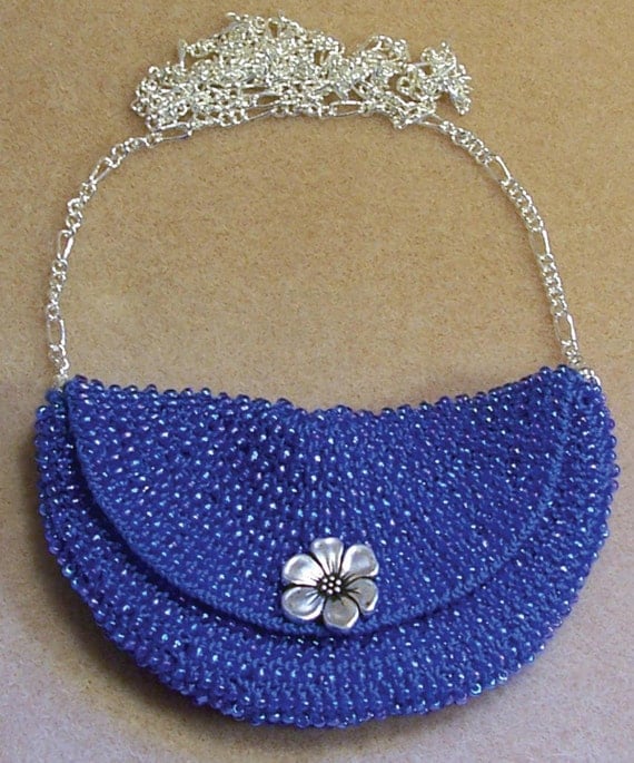 Bead Knitted Bag Around Necklace Pattern PDF with step by step