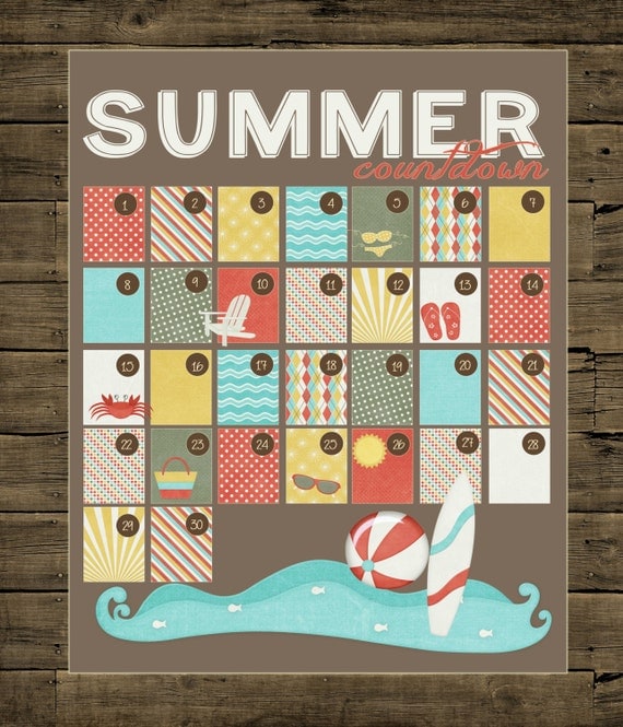 Items similar to 8x10 Printable Summer Advent Countdown Calendar on Etsy