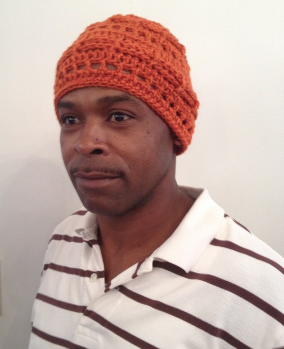 men's rust color cap by OraBellsCrochet on Etsy