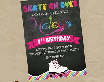 Roller Skating Birthday Party Invitation- Digital or Printed