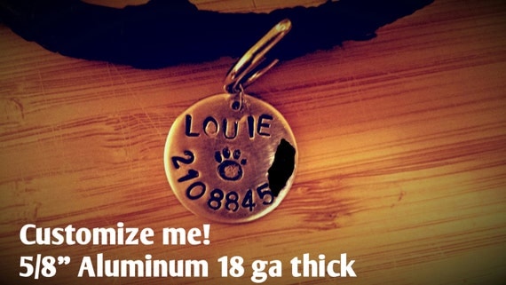Customized Dog ID Tag // Pet Tag  //  Hand Stamped // Handmade // Small pet tag // Dog Tag //