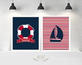Personalized nautical nursery wall art, 2 poster set printable, wall decor poster, custom wall art, 2 digital poster print, INSTANT DOWNLOAD