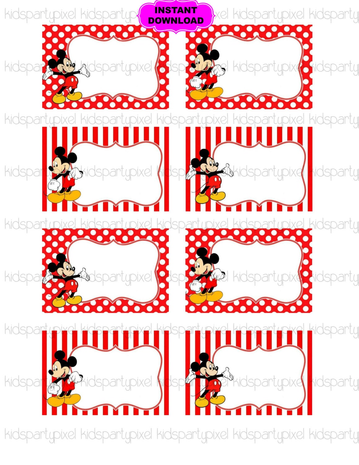 Mickey Mouse Name Tag Minnie Mouse Printable Digital
