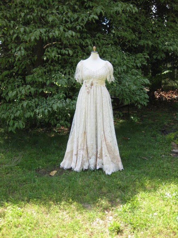 Custom Made Hippie Lace collage Gown one of a kind by hippiebride