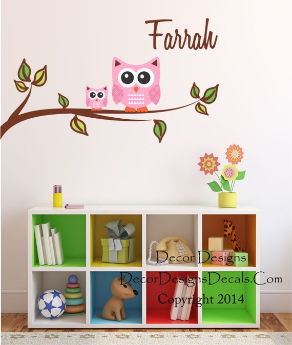 Owl Branch Custom Name Wall Decal Owl Wall Decal by DecorDesigns