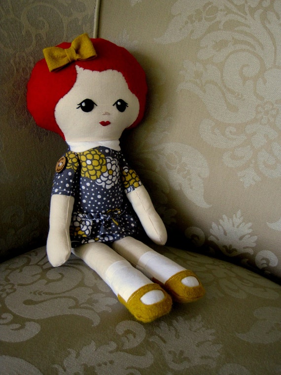 Items similar to Cloth Doll, Red Haired Baby Doll on Etsy