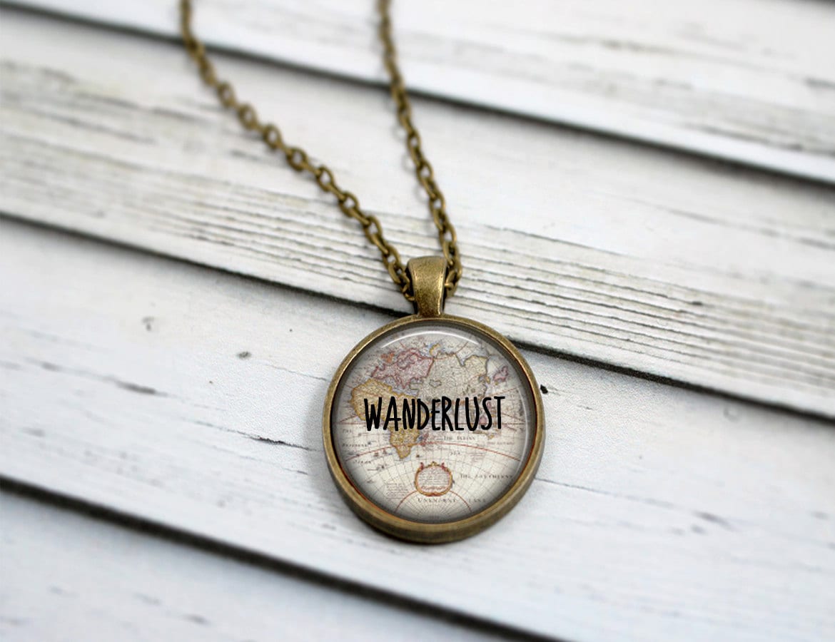 Wanderlust Necklace Map Necklace Gypsy Jewelry