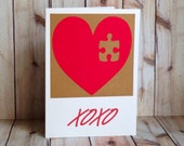 Anniversary Handmade Card, Valentines Day, You Complete Me, Heart Puzzle Piece Il_170x135
