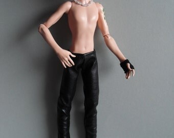 Handmade Faux Leather Pants for Monster High Boy Doll
