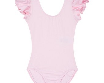 Light Pink Toddler & Girls Leotard Flutter / Ruffle Short Sleeve for Ballet and Gymnastics READY TO SHIP