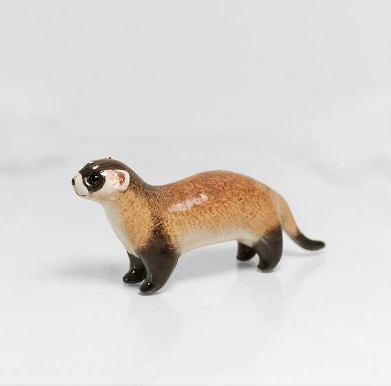 Ferret Figurine OOAK Handmade Polymer Clay Animal Totem