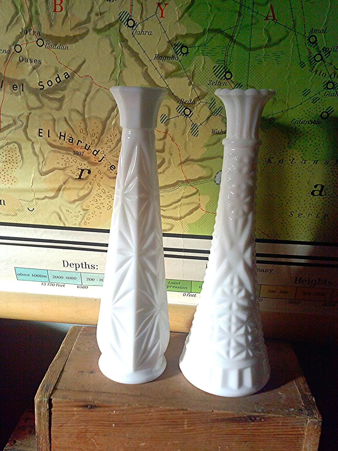 Milk Glass Vases Two White Milk Glass Vases. Cottage Chic Tall