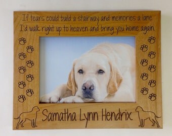 Dog Memorial Picture Frame 5x7 Pet Custom Laser Engraved Frame