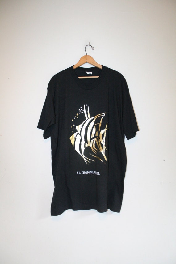GOLD TROPICAL FISH  80s oversized t-shirt  by GUTTERSHOP