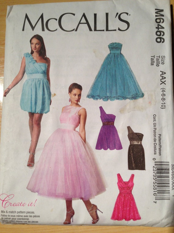 McCalls Sewing Pattern 6466 Uncut Misses Lined Dresses and Flowers Size 4 - 10