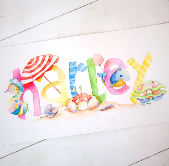 CUSTOM NAME Painting Personalized Children's by BrilliantCritter