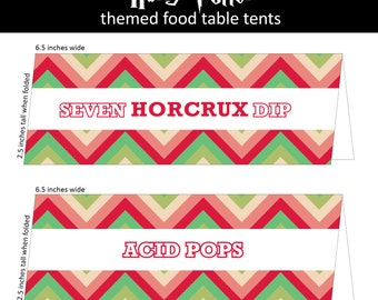 Harry Potter Party Food Labels from Honeydukes/Table Tents | Acid Pops, Cauldron Cakes,