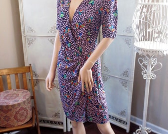 Vintage Wrap Around Dress Knee Length Size Medium/Small